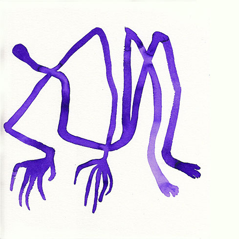 Illustration of a figure with legs curled up