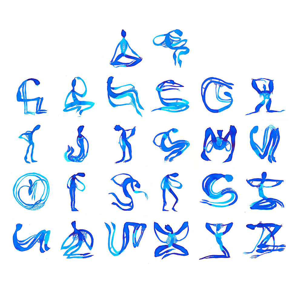 Typographic illustration of all letters in alphabet in form of humans