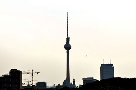 A sillhouette photo of Berlin skyline and TV Tower