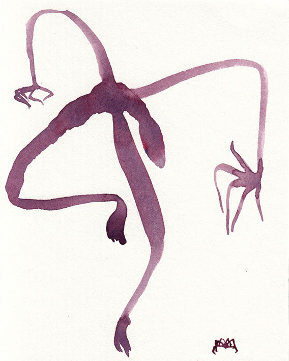 Illustration of a figure tiptoeing next to a spider